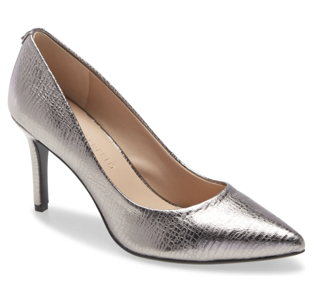 silver pointed toe pump
